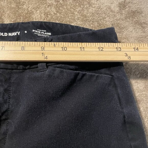 Old Navy Pants Womens Sz 6 High Rise Pixie Flare Black Secret Smooth Pocket - Picture 4 of 6